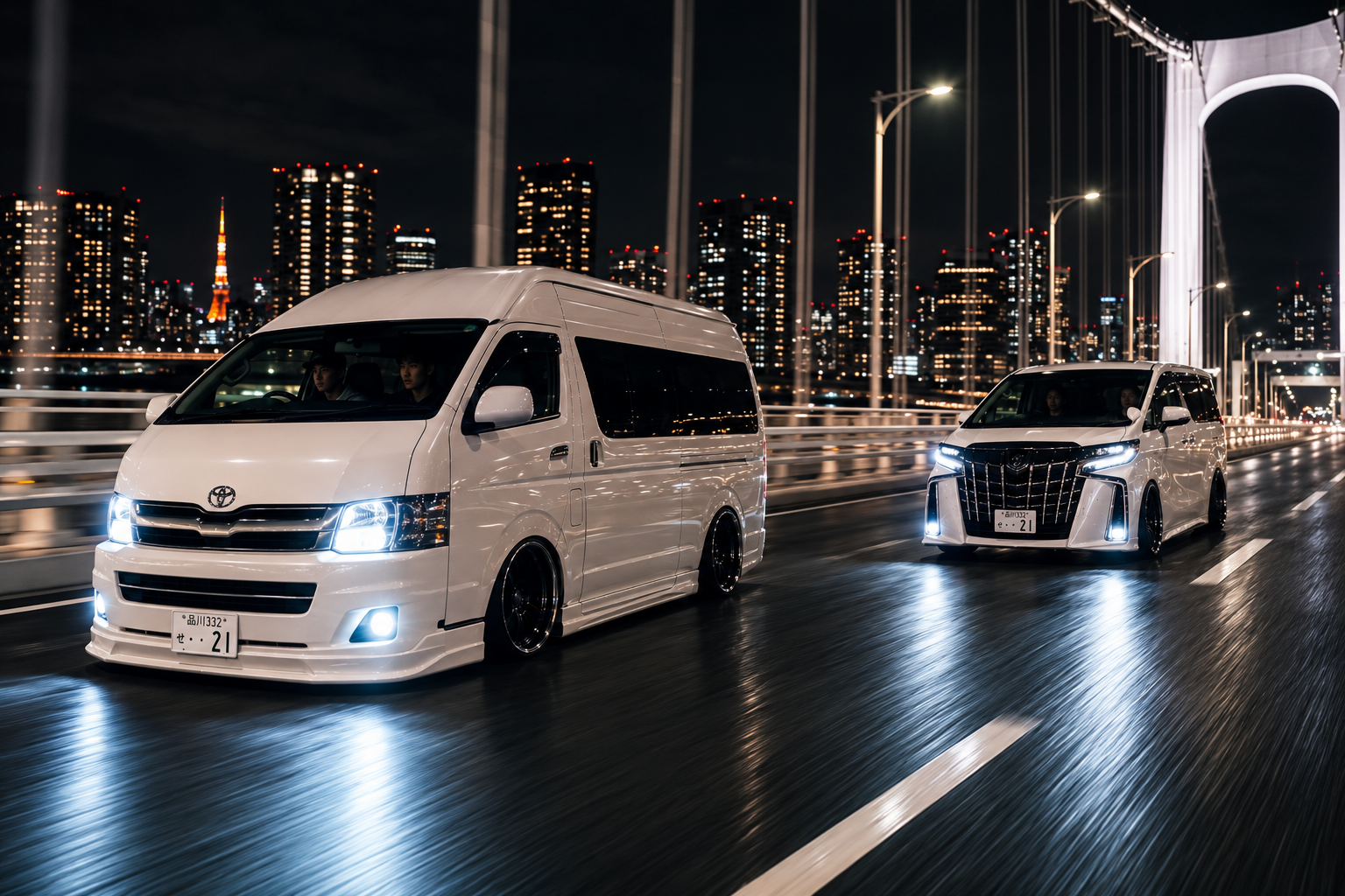 Niche Drive Shared Tour Vehicles Driving on the Wangan Highway